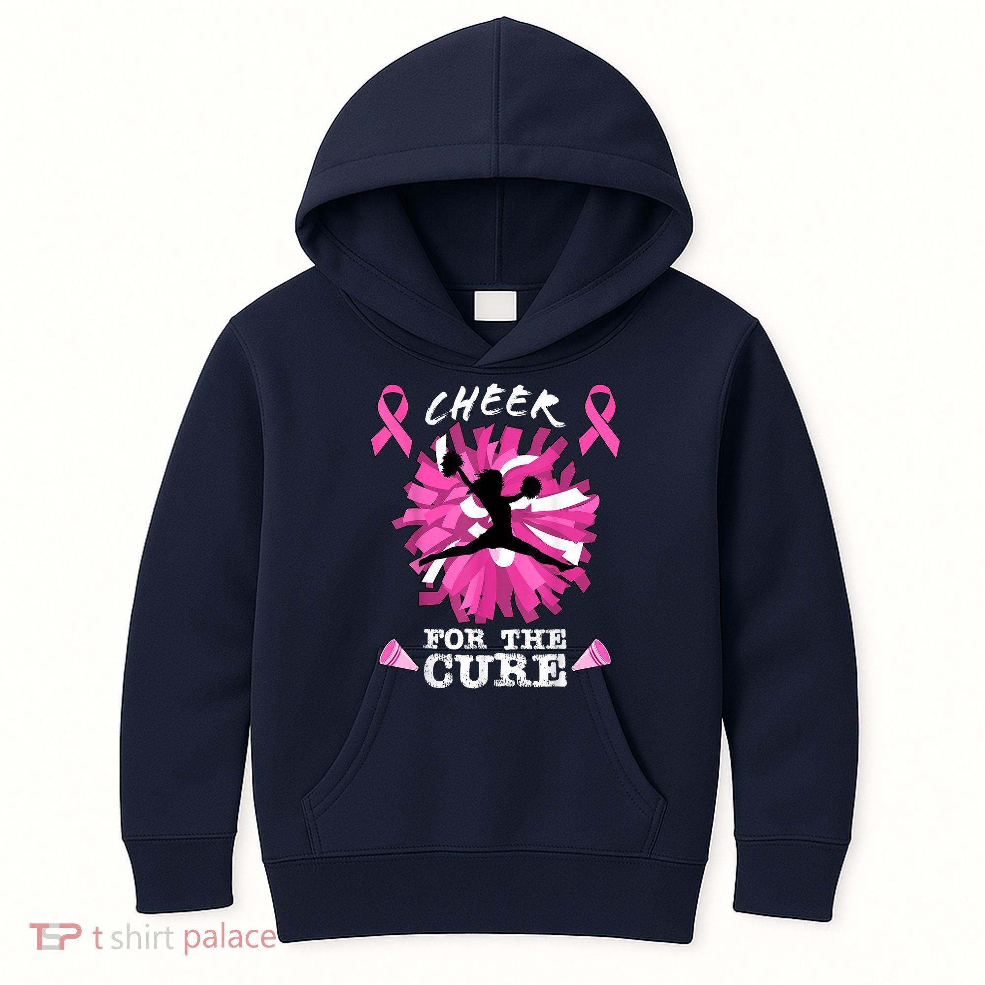 Cheer For The Cure Breast Cancer Awareness Month Cheerleader Kids Hoodie