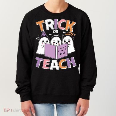 Cute Funny Trick Or Teach Reading Ghost Women's Sweatshirt