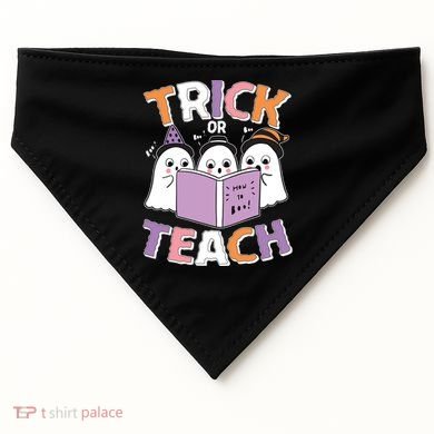 Cute Funny Trick Or Teach Reading Ghost USA-Made Doggie Bandana