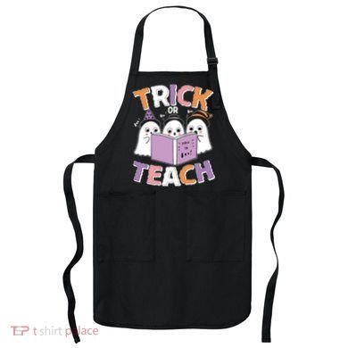 Cute Funny Trick Or Teach Reading Ghost Apron