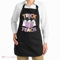 Cute Funny Trick Or Teach Reading Ghost Apron thumb 2