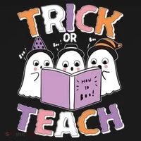 Cute Funny Trick Or Teach Reading Ghost Bucket Hat thumb 4