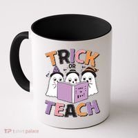 Cute Funny Trick Or Teach Reading Ghost Coffee Mug thumb 0