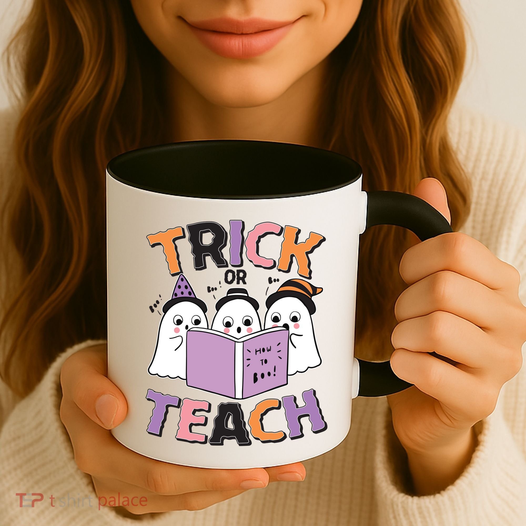 Cute Funny Trick Or Teach Reading Ghost Coffee Mug