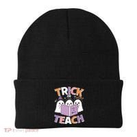 Cute Funny Trick Or Teach Reading Ghost Beanie thumb 0