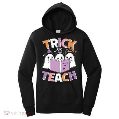Cute Funny Trick Or Teach Reading Ghost Women's Hoodie