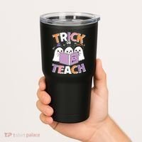 Cute Funny Trick Or Teach Reading Ghost Tumbler thumb 2