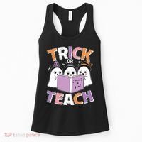 Cute Funny Trick Or Teach Reading Ghost Women's Tank Top thumb 0