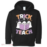 Cute Funny Trick Or Teach Reading Ghost Toddler Hoodie thumb 0