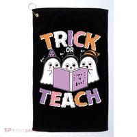 Cute Funny Trick Or Teach Reading Ghost Golf Towel thumb 0