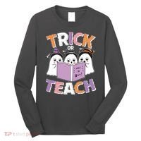 Cute Funny Trick Or Teach Reading Ghost Long Sleeve Shirt thumb 0