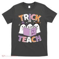 Cute Funny Trick Or Teach Reading Ghost T-Shirt thumb 0