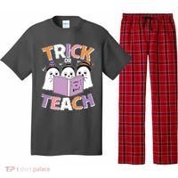 Cute Funny Trick Or Teach Reading Ghost Pajama Set thumb 0
