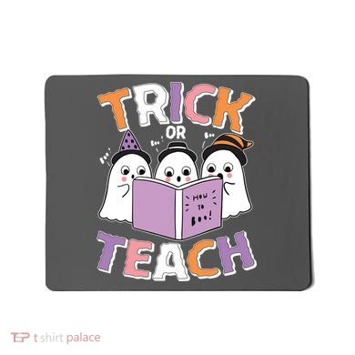 Cute Funny Trick Or Teach Reading Ghost Mousepad
