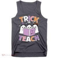Cute Funny Trick Or Teach Reading Ghost Tank Top thumb 0