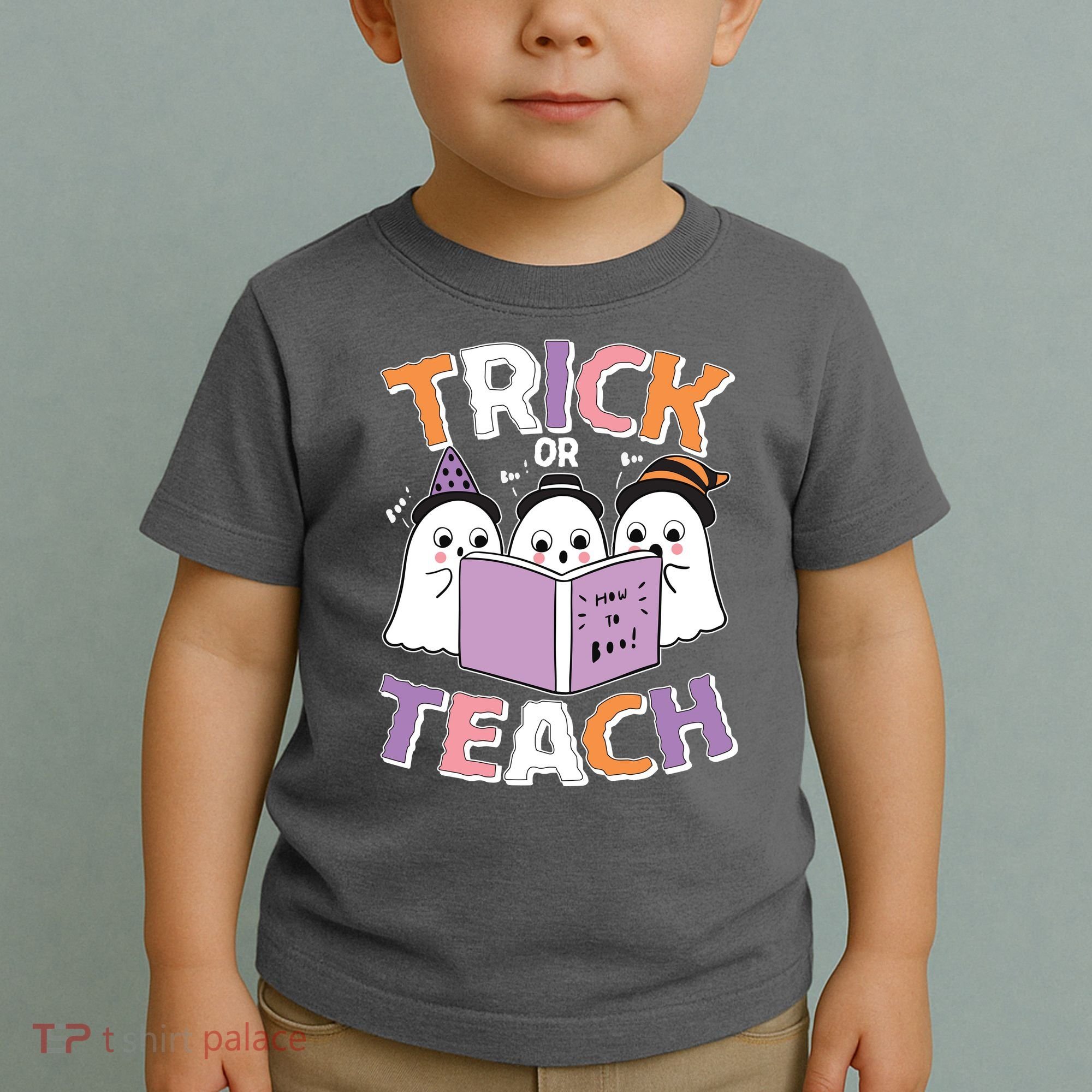 Cute Funny Trick Or Teach Reading Ghost Toddler T-Shirt
