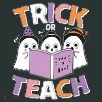 Cute Funny Trick Or Teach Reading Ghost Toddler T-Shirt thumb 4