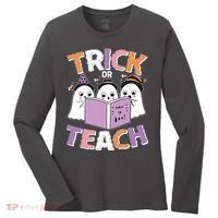 Cute Funny Trick Or Teach Reading Ghost Women's Long Sleeve Shirt thumb 0