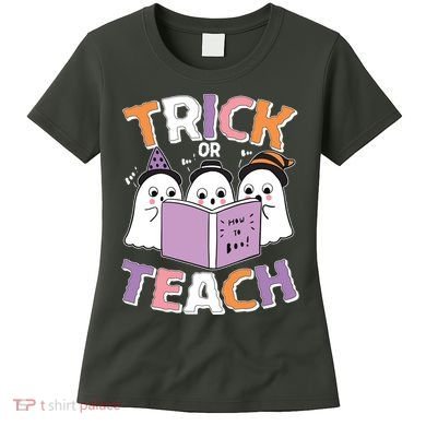 Cute Funny Trick Or Teach Reading Ghost Women's T-Shirt