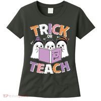 Cute Funny Trick Or Teach Reading Ghost Women's T-Shirt thumb 0
