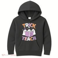 Cute Funny Trick Or Teach Reading Ghost Kids Hoodie thumb 0
