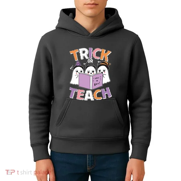 Cute Funny Trick Or Teach Reading Ghost Kids Hoodie