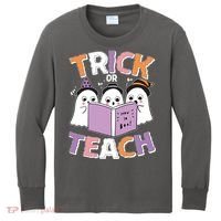 Cute Funny Trick Or Teach Reading Ghost Kids Long Sleeve Shirt thumb 0