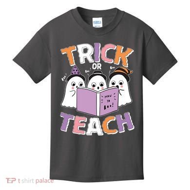 Cute Funny Trick Or Teach Reading Ghost Kids T-Shirt