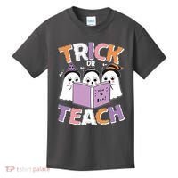 Cute Funny Trick Or Teach Reading Ghost Kids T-Shirt thumb 0