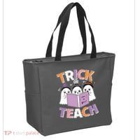 Cute Funny Trick Or Teach Reading Ghost Tote Bag thumb 2