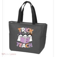 Cute Funny Trick Or Teach Reading Ghost Tote Bag thumb 3