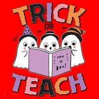 Cute Funny Trick Or Teach Reading Ghost Santa Hat thumb 1