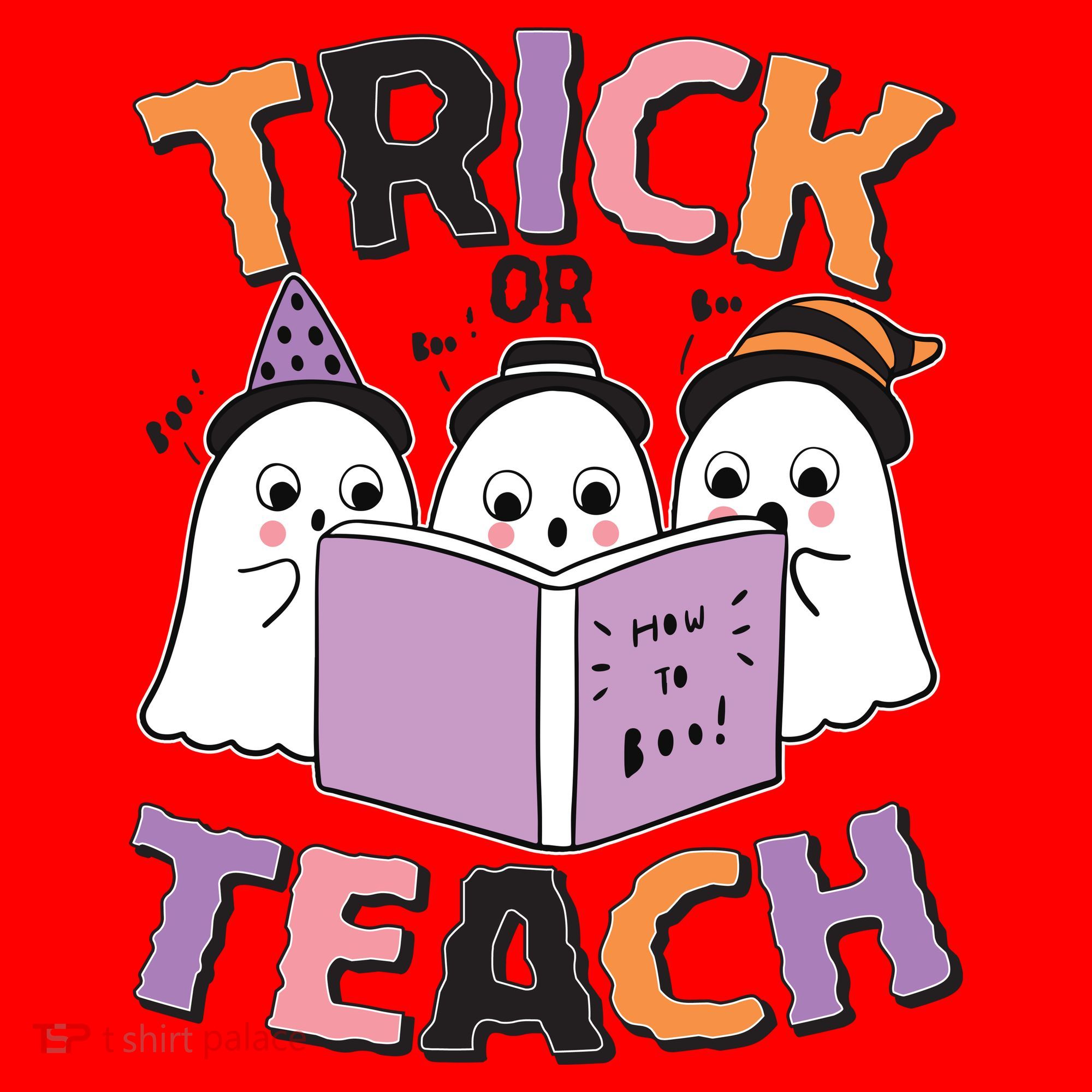 Cute Funny Trick Or Teach Reading Ghost Santa Hat