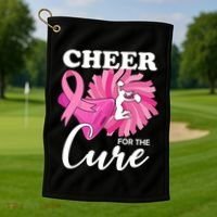 Cheer For The Cure Breast Cancer Awareness Golf Towel thumb 1