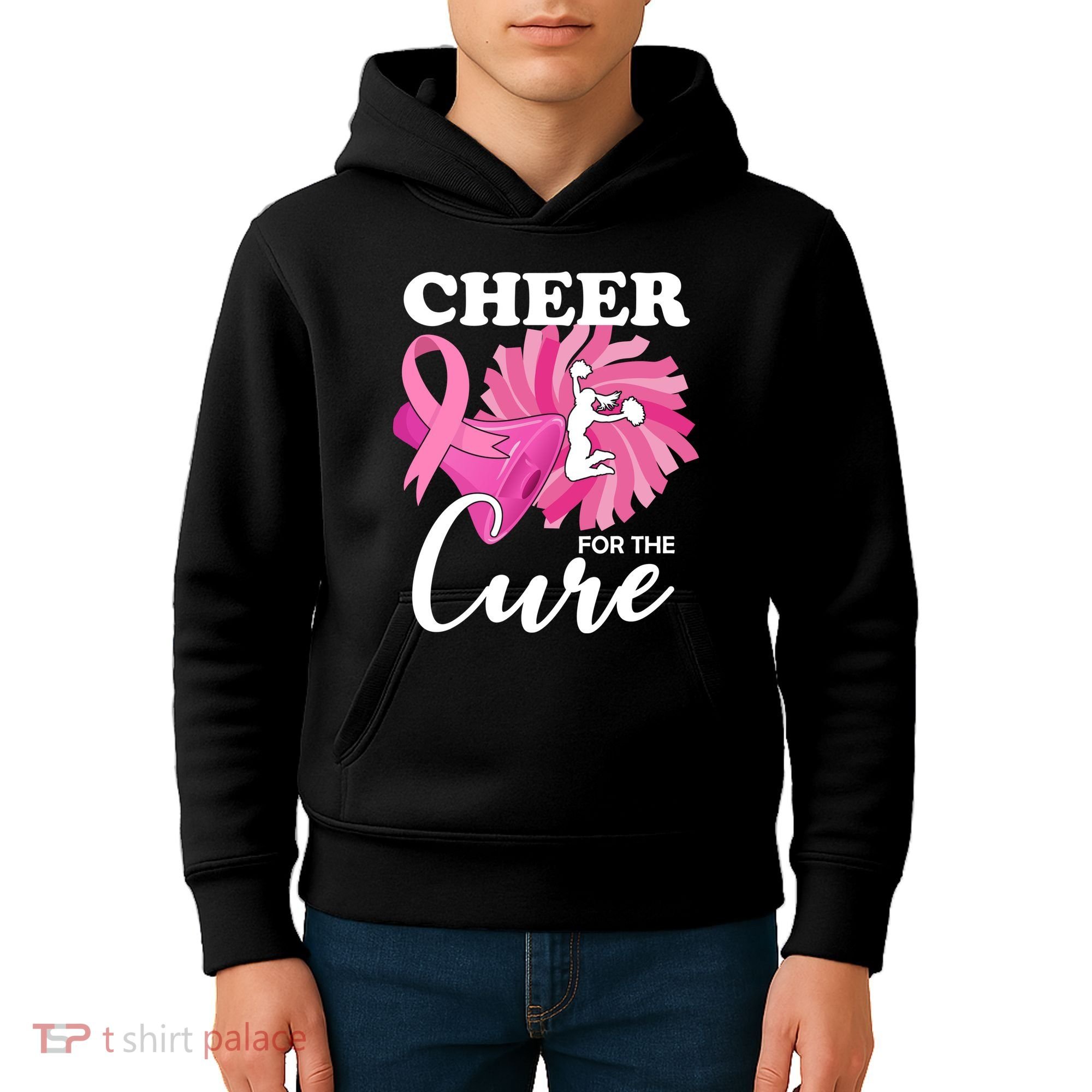 Cheer For The Cure Breast Cancer Awareness Kids Hoodie