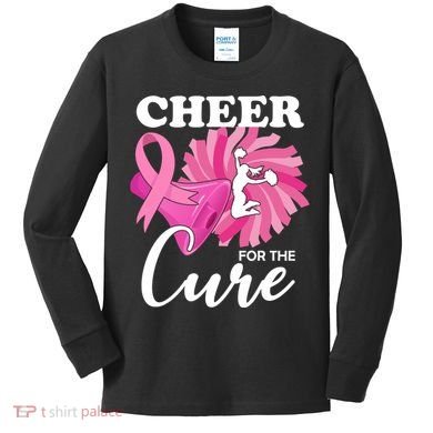 Cheer For The Cure Breast Cancer Awareness Kids Long Sleeve Shirt