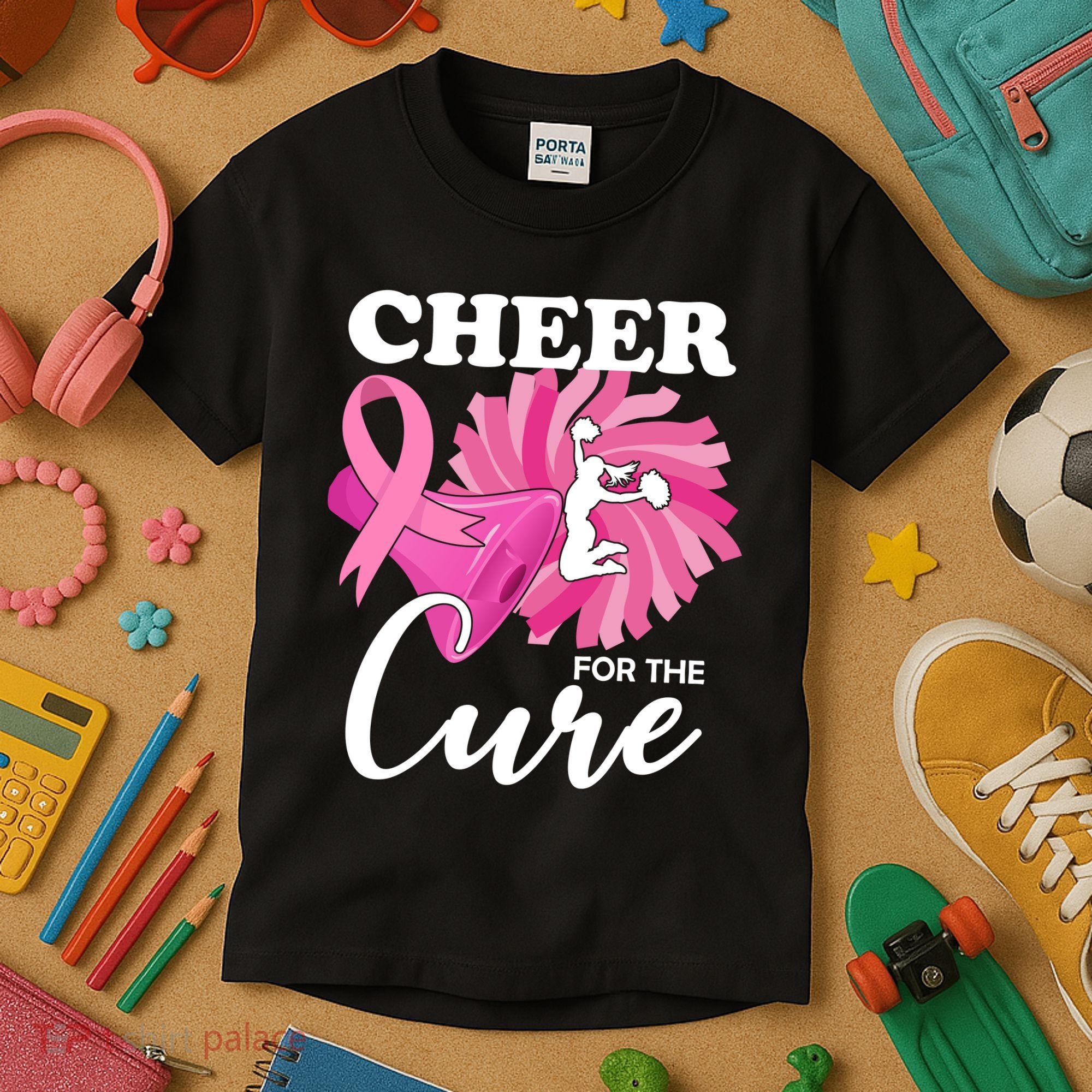 Cheer For The Cure Breast Cancer Awareness Kids T-Shirt