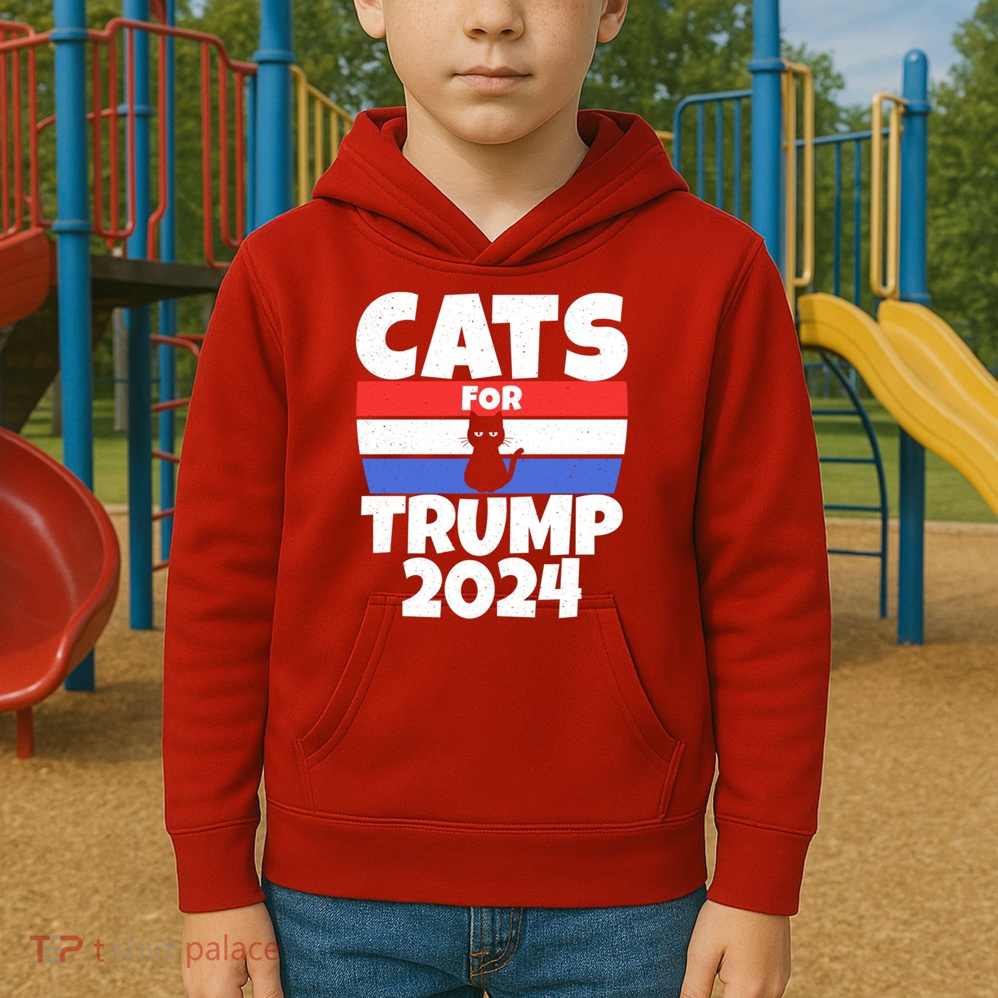 Cats For Trump 2024 Kids Hoodie