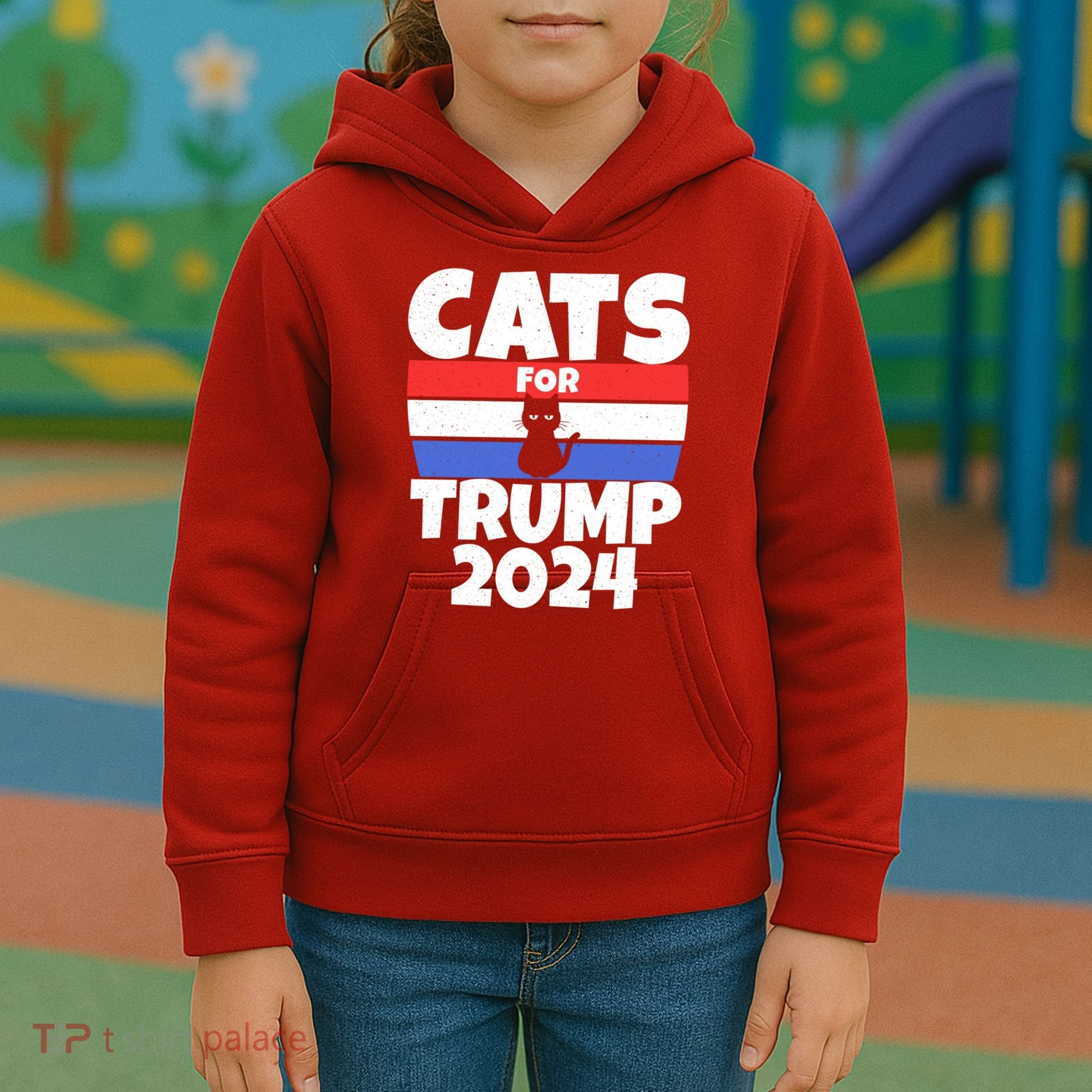 Cats For Trump 2024 Kids Hoodie