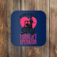 Certified Forklift Truck Operator Girlfriend My Heart Coaster thumb 0
