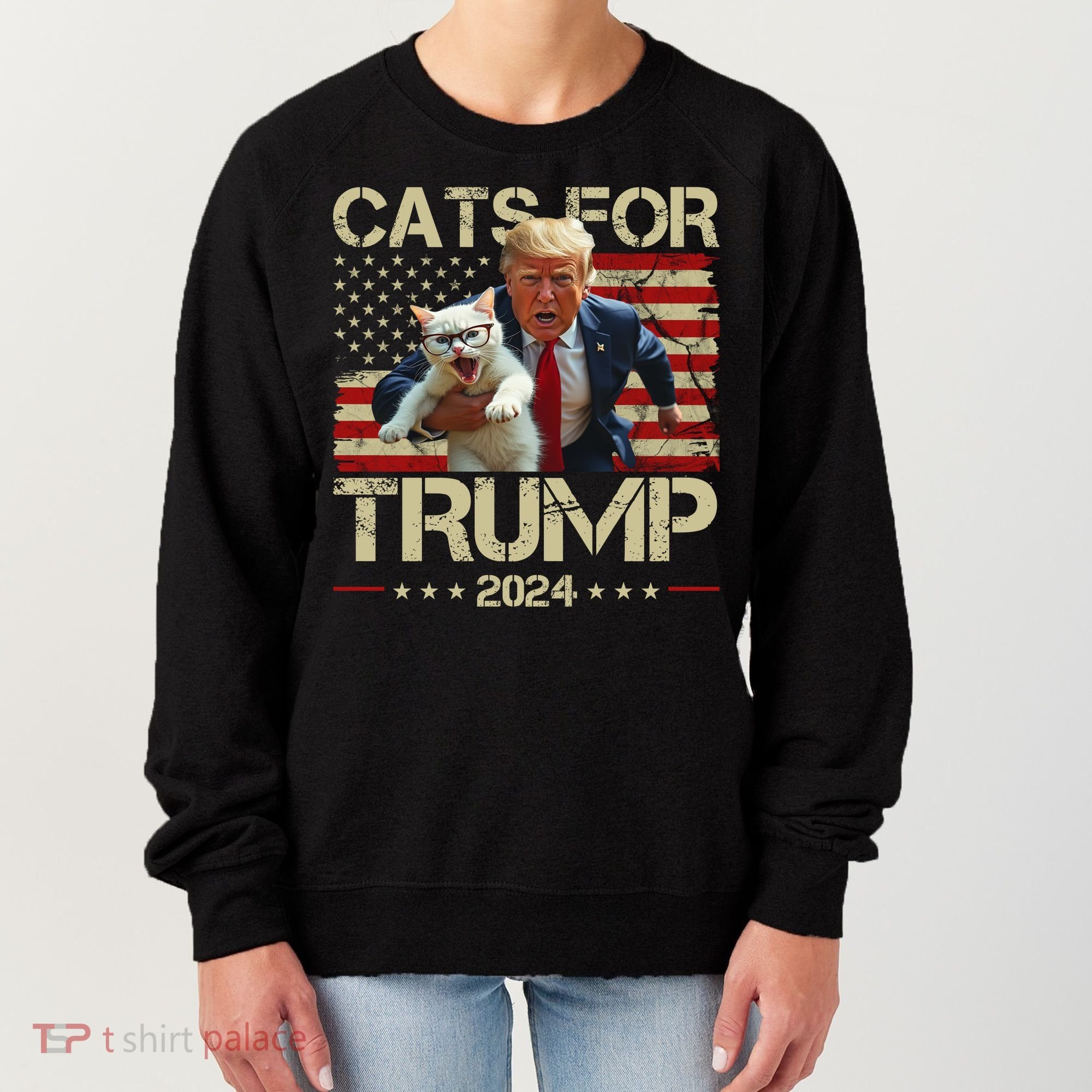 Cats For Trump 2024 Funny Vote Donald Trump Women's Sweatshirt