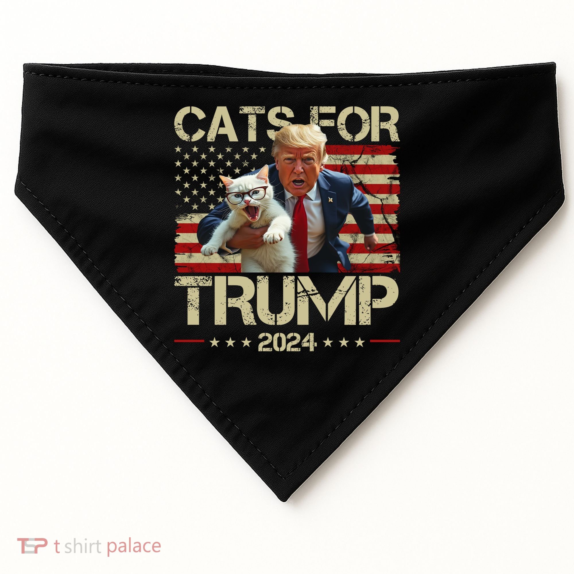 Cats For Trump 2024 Funny Vote Donald Trump USA-Made Doggie Bandana