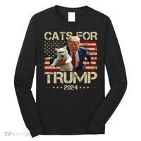 Cats For Trump 2024 Funny Vote Donald Trump Long Sleeve Shirt thumb 0