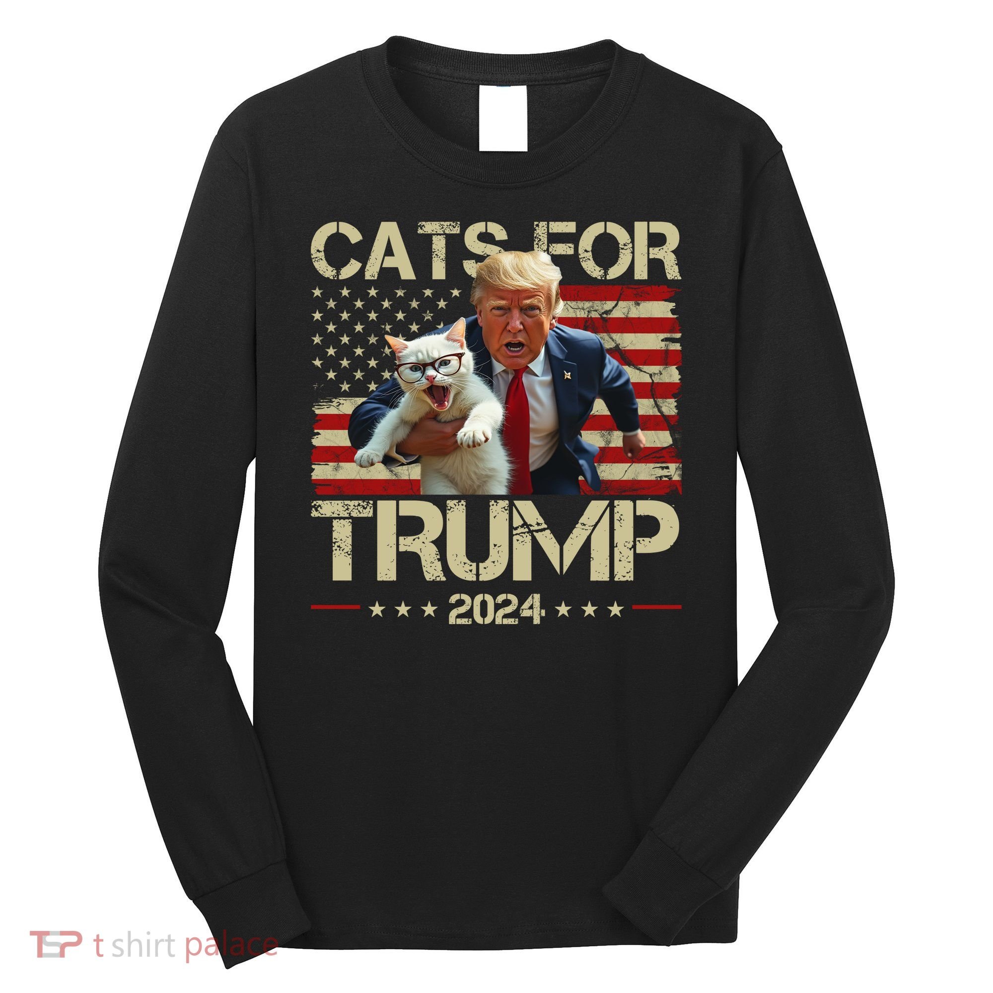 Cats For Trump 2024 Funny Vote Donald Trump Long Sleeve Shirt
