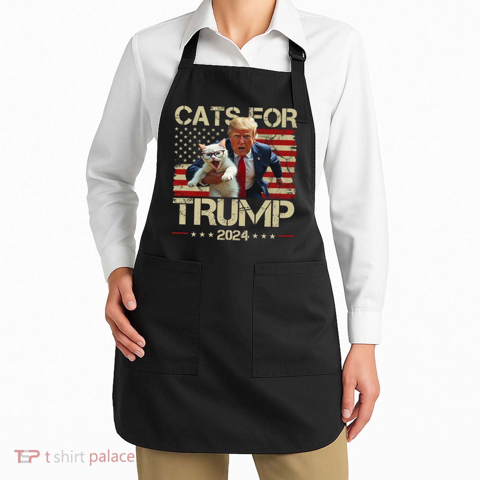 Cats For Trump 2024 Funny Vote Donald Trump Apron