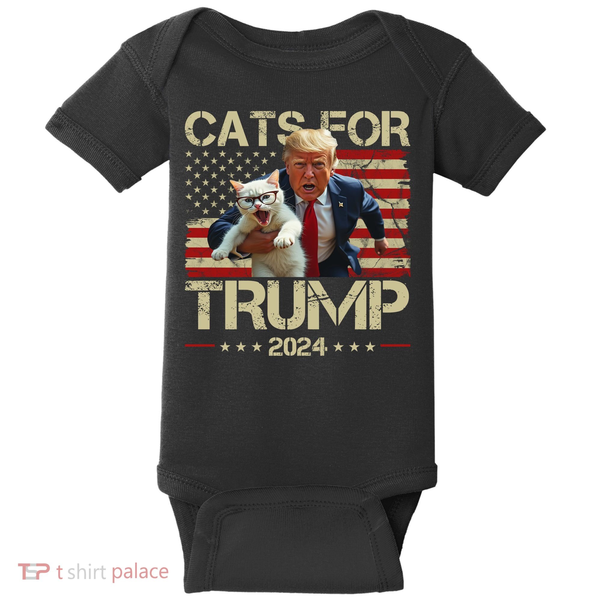 Cats For Trump 2024 Funny Vote Donald Trump Baby Bodysuit