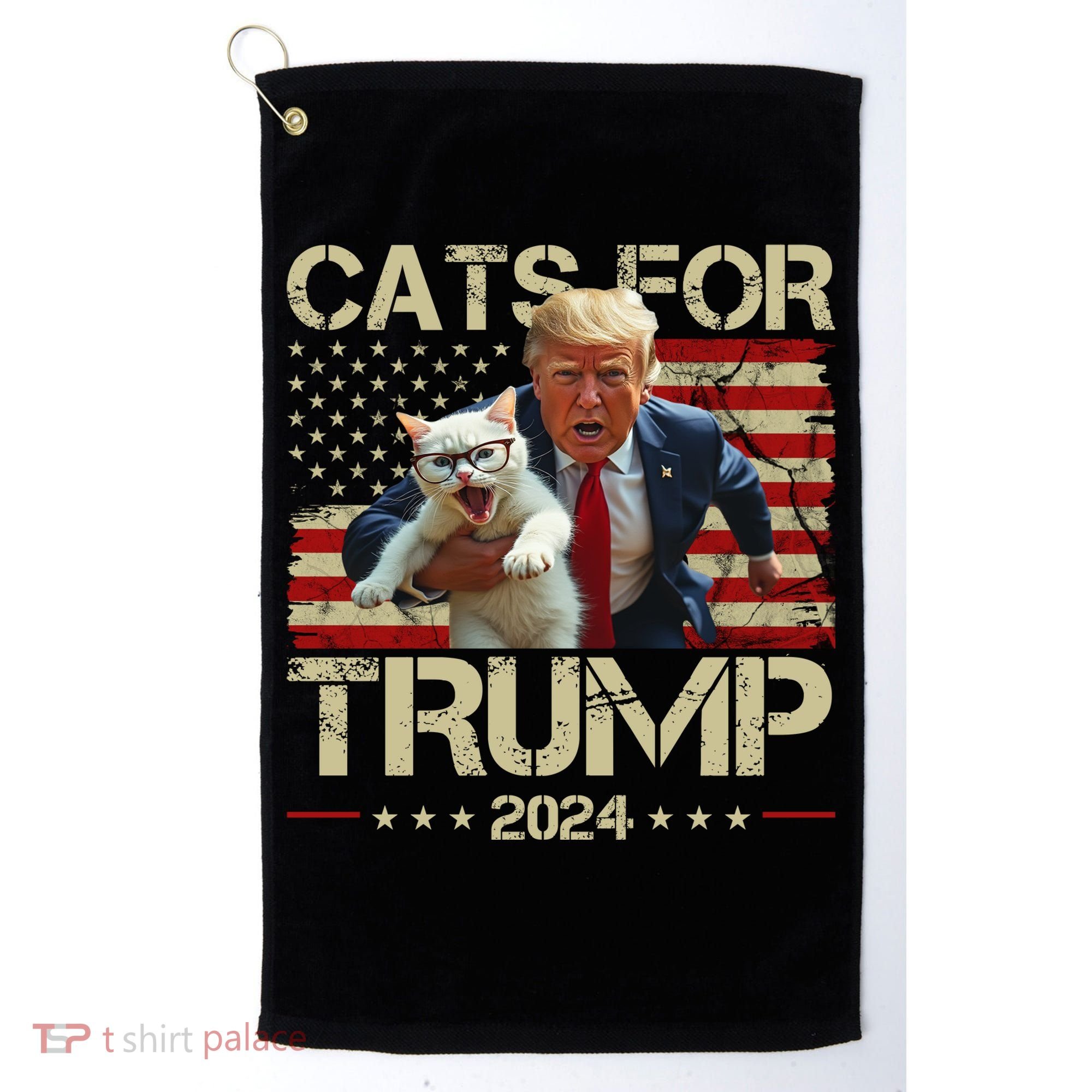 Cats For Trump 2024 Funny Vote Donald Trump Golf Towel