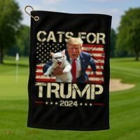 Cats For Trump 2024 Funny Vote Donald Trump Golf Towel thumb 1