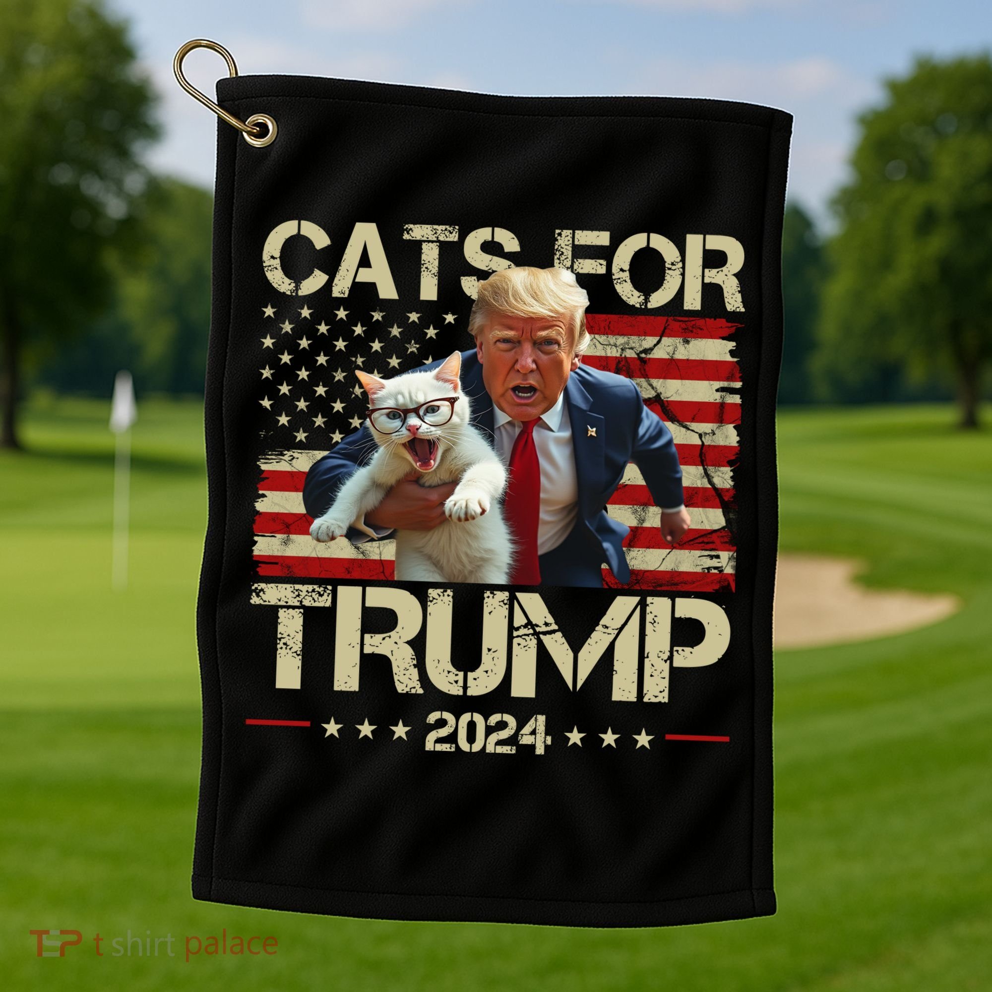 Cats For Trump 2024 Funny Vote Donald Trump Golf Towel