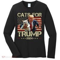 Cats For Trump 2024 Funny Vote Donald Trump Women's Long Sleeve Shirt thumb 0